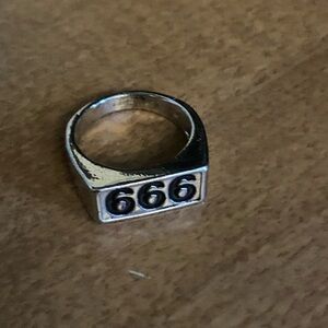 Silver Ring with 666 Design
